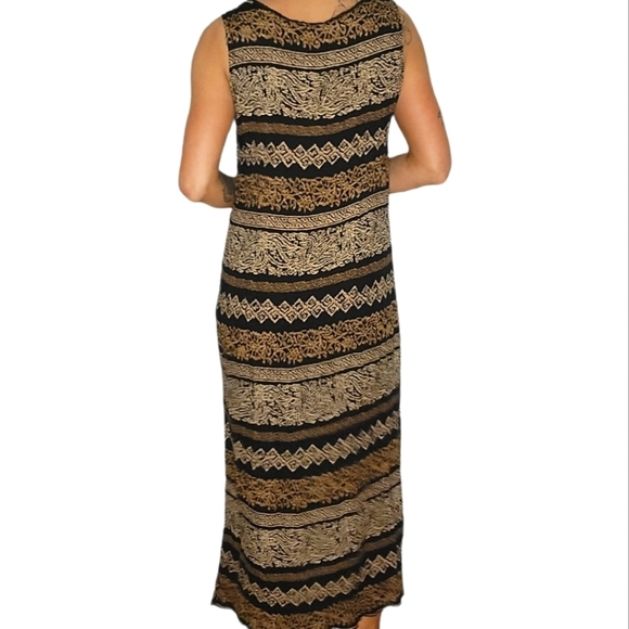 Norton McNaughton Midi Dress Size Medium Brown Black Rayon - Picture 3 of 3